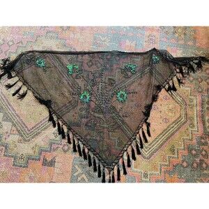 Sold don’t buy Vintage Sheer Floral  Beaded Embroidered Scarf Wrap